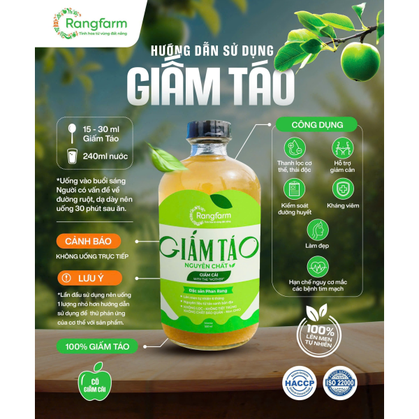 NƯỚC GIẤM TÁO NGUYÊN CHẤT - RANGFARM